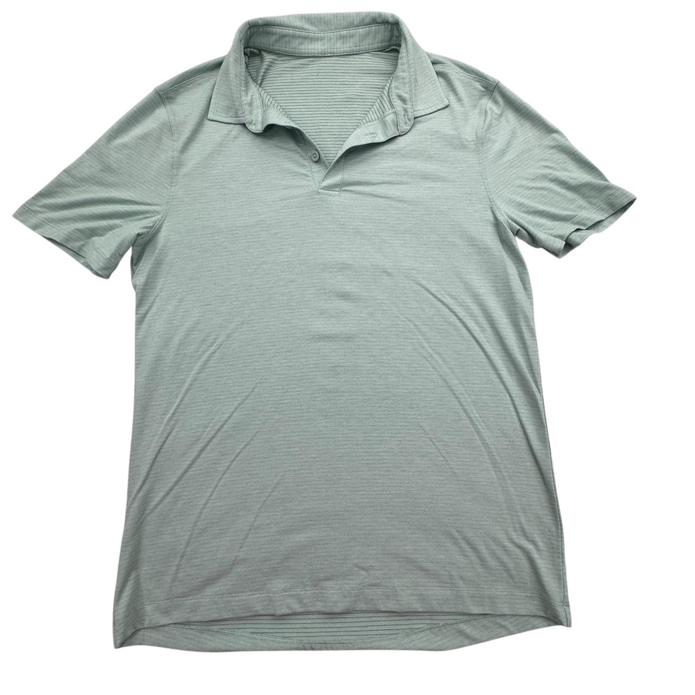 Lululemon Polo Shirt Mens Medium Green Performance Golf Athletic Metal Vent